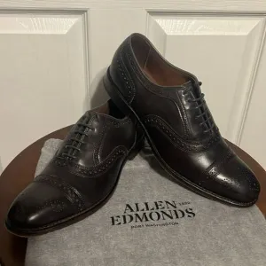 🔥🔥 ALLEN EDMONDS &quot;Strand&quot; Cap-Toe Oxford Dress Shoes Size 9.5 B - Carbon Gray