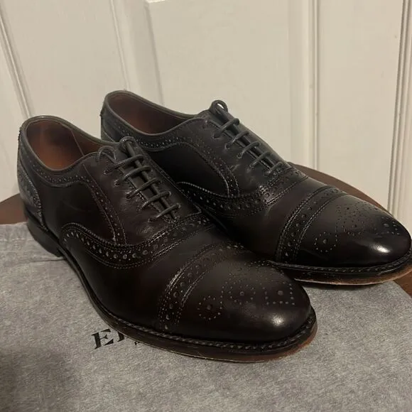 🔥🔥 ALLEN EDMONDS &quot;Strand&quot; Cap-Toe Oxford Dress Shoes Size 9.5 B - Carbon Gray