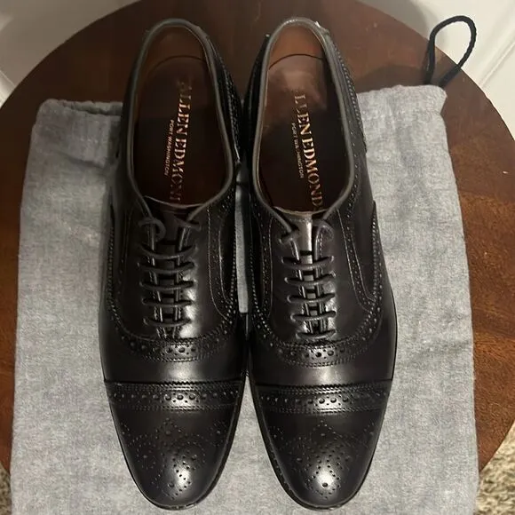 🔥🔥 ALLEN EDMONDS &quot;Strand&quot; Cap-Toe Oxford Dress Shoes Size 9.5 B - Carbon Gray