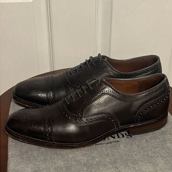 🔥🔥 ALLEN EDMONDS &quot;Strand&quot; Cap-Toe Oxford Dress Shoes Size 9.5 B - Carbon Gray