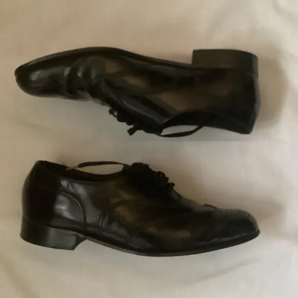 ♦️ DEXTER dress shoes Sz 8.5 WIDE black Oxford EUC made in USA