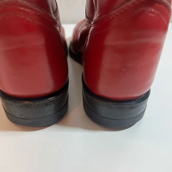💋 Justin red leather riding casual party mid calf boots size 7