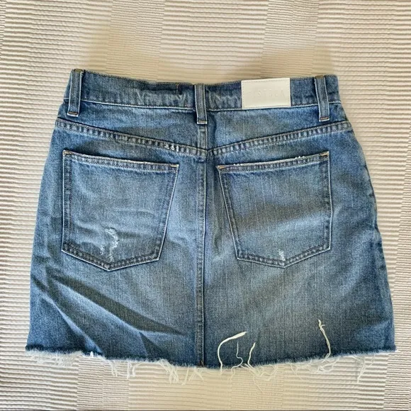 | pistola • ryder medium wash high-waisted denim mini skirt • size 26 |