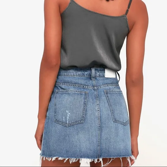 | pistola • ryder medium wash high-waisted denim mini skirt • size 26 |