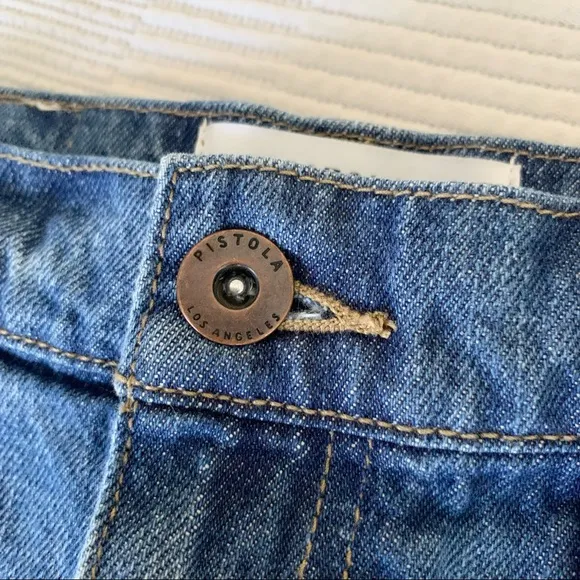 | pistola • ryder medium wash high-waisted denim mini skirt • size 26 |