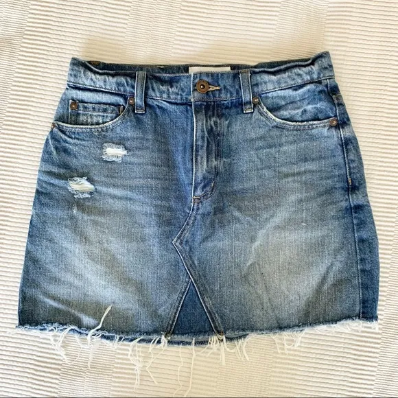 | pistola • ryder medium wash high-waisted denim mini skirt • size 26 |