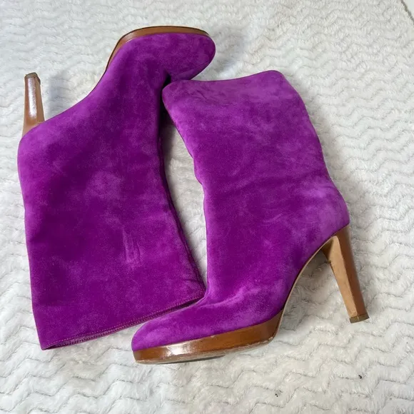 - Sergio rossi velvet purple boots size 37