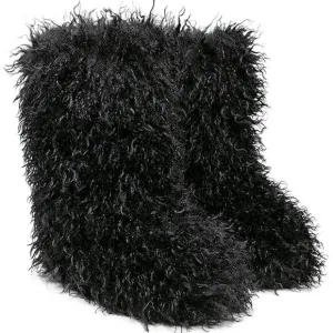 ✨ Valpeak Furry Boots Women Black Faux Fur Mongolian Winter Fluffy Fuzzy Boots