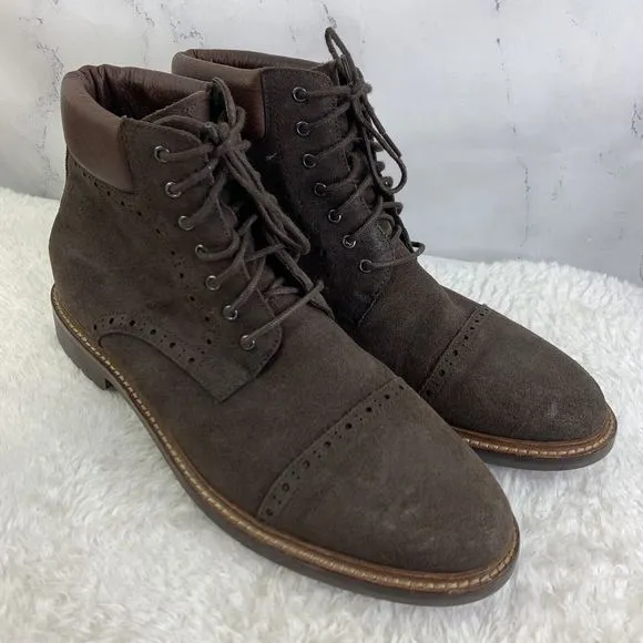 1901 Nordstrom Dress Shoes sz 11.5 wing tip Boots brown Suede Leather Oxford