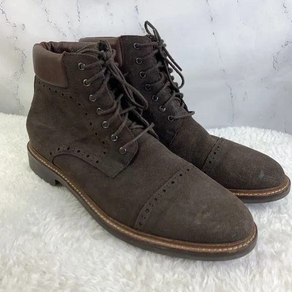 1901 Nordstrom Dress Shoes sz 11.5 wing tip Boots brown Suede Leather Oxford