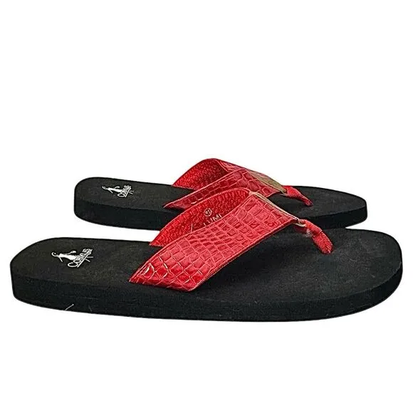 2 Corkys Sandals Womens Size 11 Lumi Casual Slip On Flip Flops  Black &amp; Red