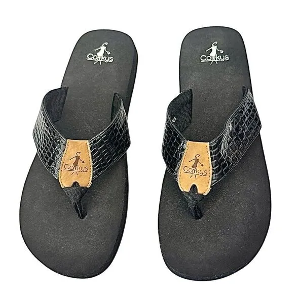 2 Corkys Sandals Womens Size 11 Lumi Casual Slip On Flip Flops  Black &amp; Red
