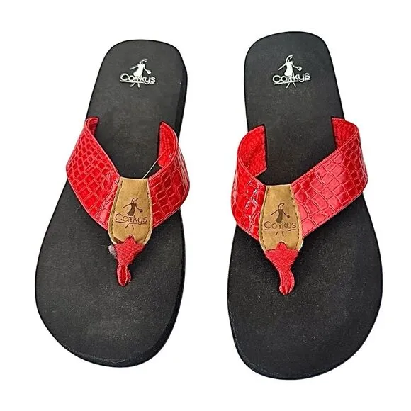 2 Corkys Sandals Womens Size 11 Lumi Casual Slip On Flip Flops  Black &amp; Red