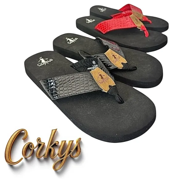 2 Corkys Sandals Womens Size 11 Lumi Casual Slip On Flip Flops  Black &amp; Red