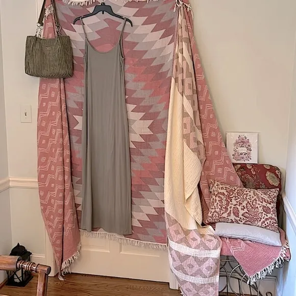2 Piece Dress Set Clay Set Maxi   Pink Clay Red Clay Gray Wrap Western Bohemian
