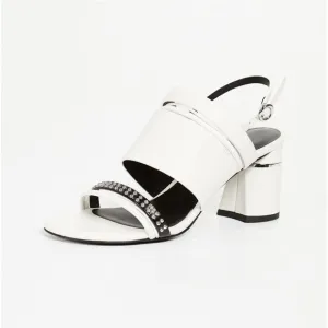 3.1 Philip Lim White Sandal Leather 70mm Drum Heel Multi Strap Sandal Size 40
