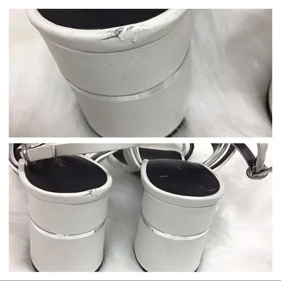 3.1 Philip Lim White Sandal Leather 70mm Drum Heel Multi Strap Sandal Size 40