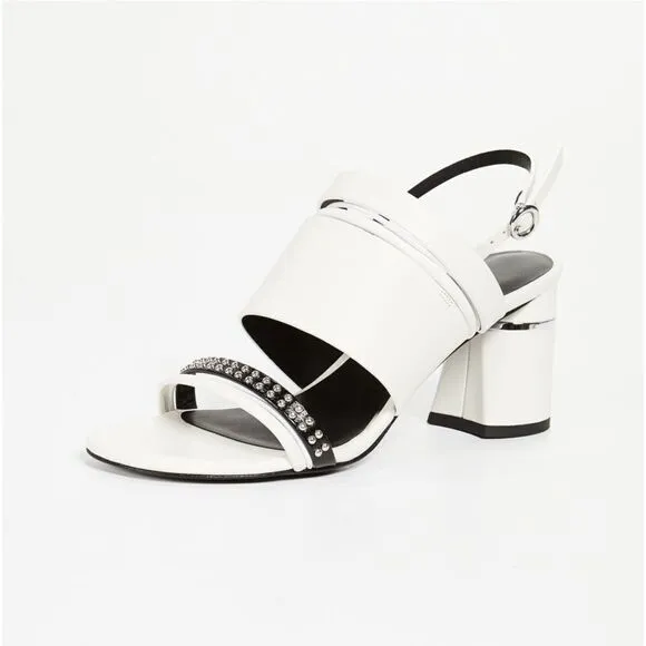 3.1 Philip Lim White Sandal Leather 70mm Drum Heel Multi Strap Sandal Size 40