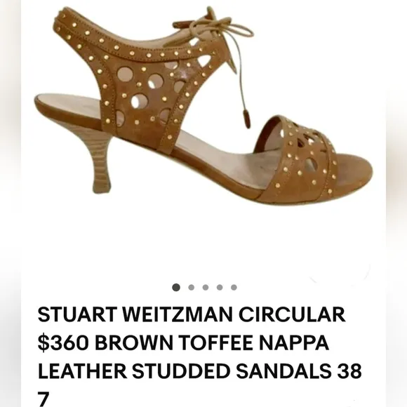 $360 Stuart Weitzman Luxury Circular Stud Nappa Leather Kitten Heel Shoes 7