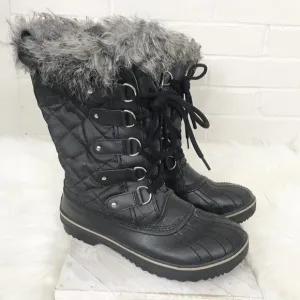 469. Sorel Black Winter Faux Fur Boots