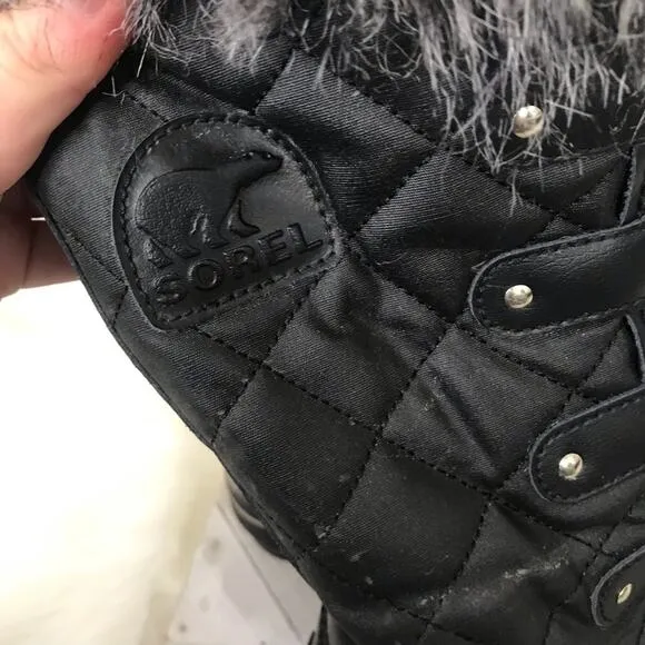 469. Sorel Black Winter Faux Fur Boots
