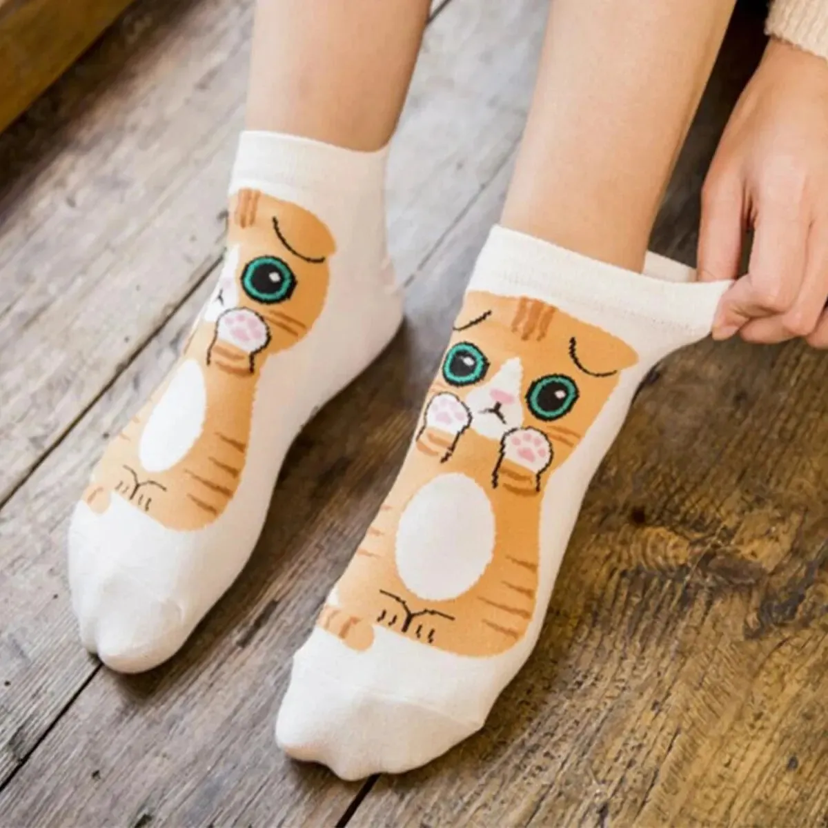 5 Pairs Set Women's Cute Cat Cartoon Ankle Socks