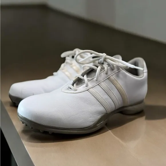 Adidas ClimaProof FitFoam Golf Shoes Men’s 9.5 White ThinTech Traxion Spikes
