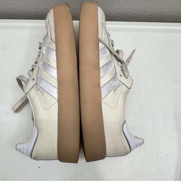 Adidas Mens Size 10.5 Wonder White Sambae Athletic Sneakers Shoes
