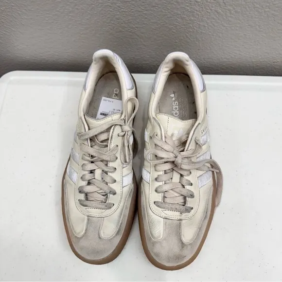 Adidas Mens Size 10.5 Wonder White Sambae Athletic Sneakers Shoes
