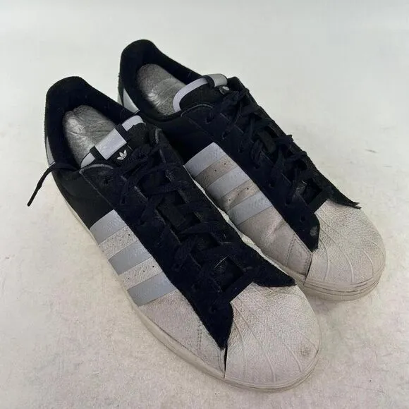 Adidas Originals Men's Superstar Sneakers US 10.5 Black Sliver Metallic Shoes