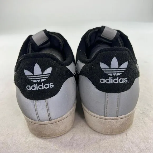 Adidas Originals Men's Superstar Sneakers US 10.5 Black Sliver Metallic Shoes