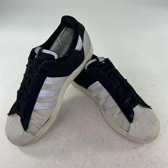 Adidas Originals Men's Superstar Sneakers US 10.5 Black Sliver Metallic Shoes