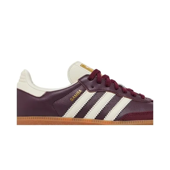 Adidas Samba OG Maroon, Cream White and Gold Mettalic Women Sneakers
