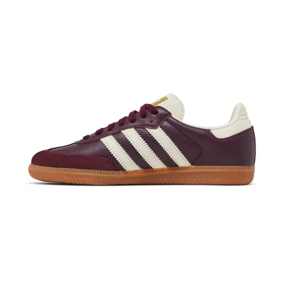 Adidas Samba OG Maroon, Cream White and Gold Mettalic Women Sneakers