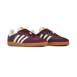 Adidas Samba OG Maroon, Cream White and Gold Mettalic Women Sneakers