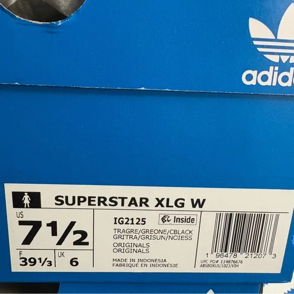 Adidas Superstar XLG Trace Gray Shoes Sneakers IG2125 Woman’s Sz