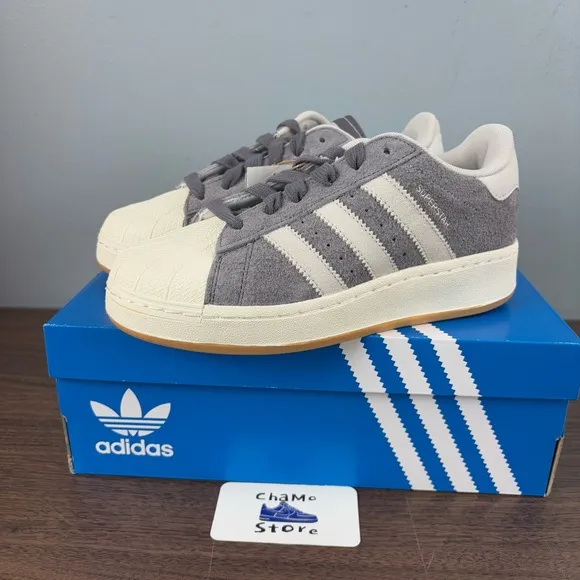 Adidas Superstar XLG Trace Gray Shoes Sneakers IG2125 Woman’s Sz