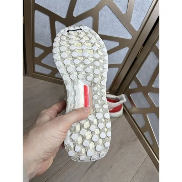 adidas Ultra Boost 4.0 Youth Boys Girls 6.5 White Red Sneakers Shoes Wmn 7.5 8