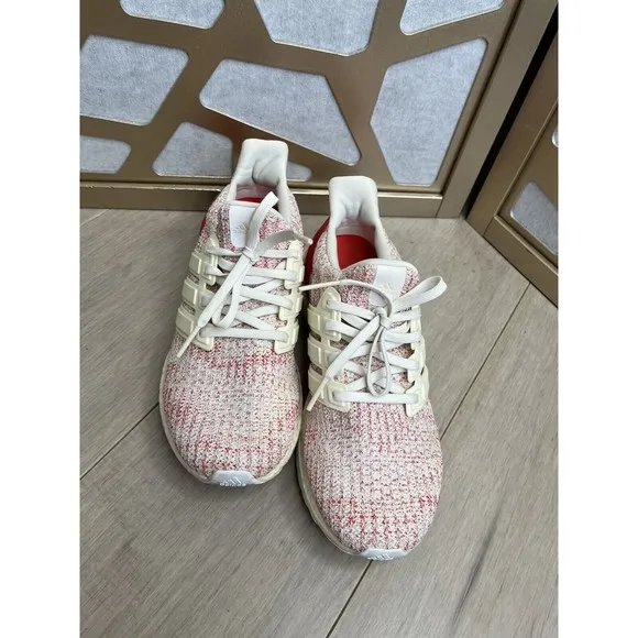 adidas Ultra Boost 4.0 Youth Boys Girls 6.5 White Red Sneakers Shoes Wmn 7.5 8