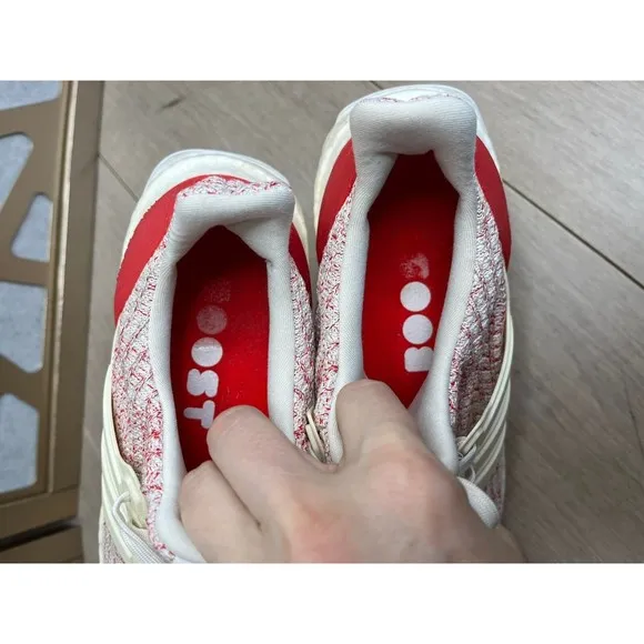 adidas Ultra Boost 4.0 Youth Boys Girls 6.5 White Red Sneakers Shoes Wmn 7.5 8