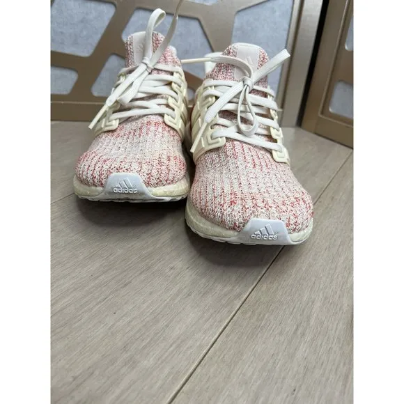 adidas Ultra Boost 4.0 Youth Boys Girls 6.5 White Red Sneakers Shoes Wmn 7.5 8