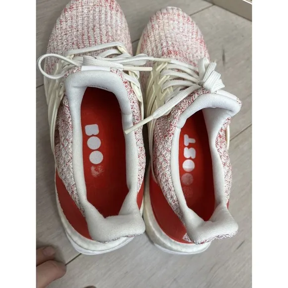 adidas Ultra Boost 4.0 Youth Boys Girls 6.5 White Red Sneakers Shoes Wmn 7.5 8
