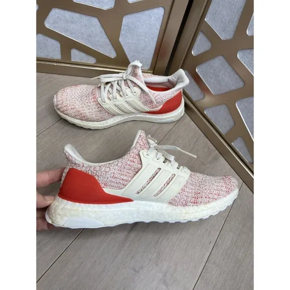 adidas Ultra Boost 4.0 Youth Boys Girls 6.5 White Red Sneakers Shoes Wmn 7.5 8