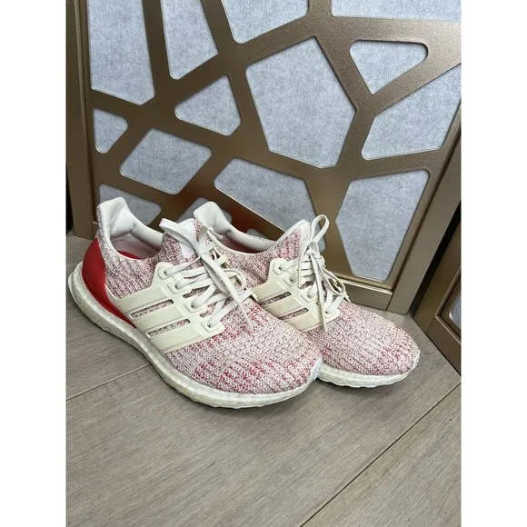 adidas Ultra Boost 4.0 Youth Boys Girls 6.5 White Red Sneakers Shoes Wmn 7.5 8