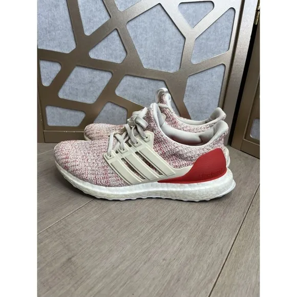 adidas Ultra Boost 4.0 Youth Boys Girls 6.5 White Red Sneakers Shoes Wmn 7.5 8