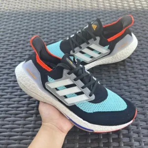 Adidas UltraBoost 21 Black Pulse Aqua Men's Athletic Shoes S23867 Size 8