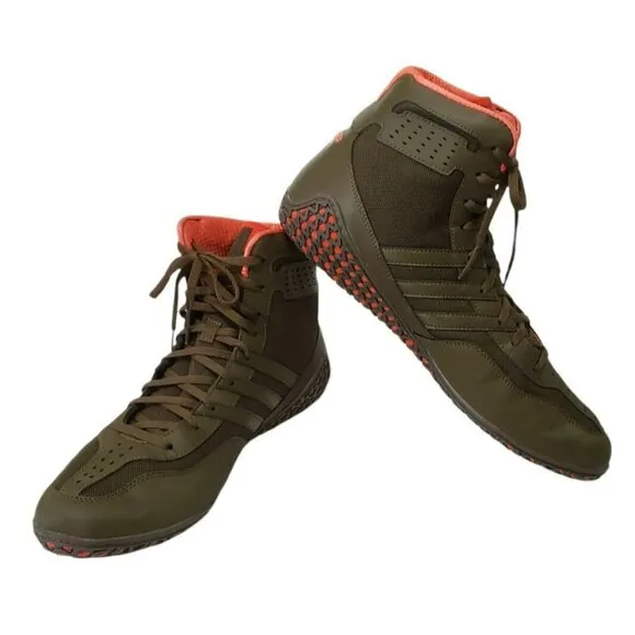 Adidas Wrestling Shoes David Taylor M2 Mat Wizard Sneakers Orange Green Mens 12