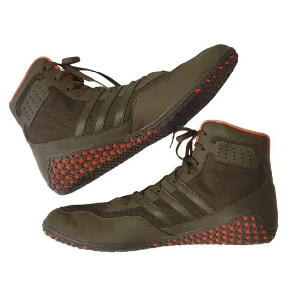Adidas Wrestling Shoes David Taylor M2 Mat Wizard Sneakers Orange Green Mens 12