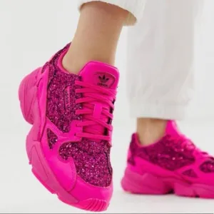 Adidas Falcon Shock Pink Torsion Glitter Women's Sneakers Shoes Size 7