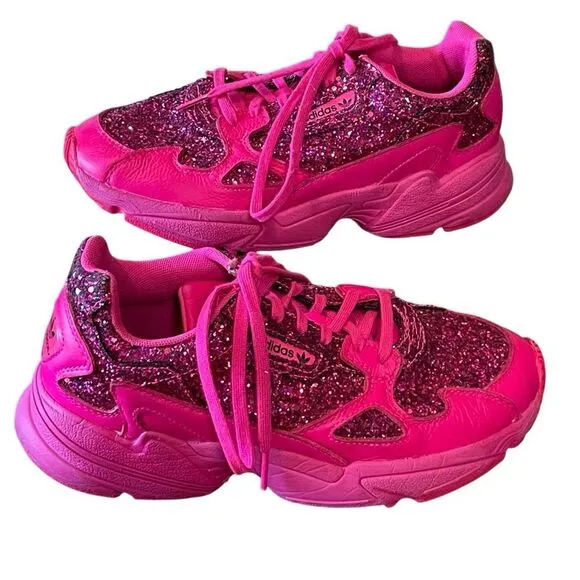Adidas Falcon Shock Pink Torsion Glitter Women's Sneakers Shoes Size 7